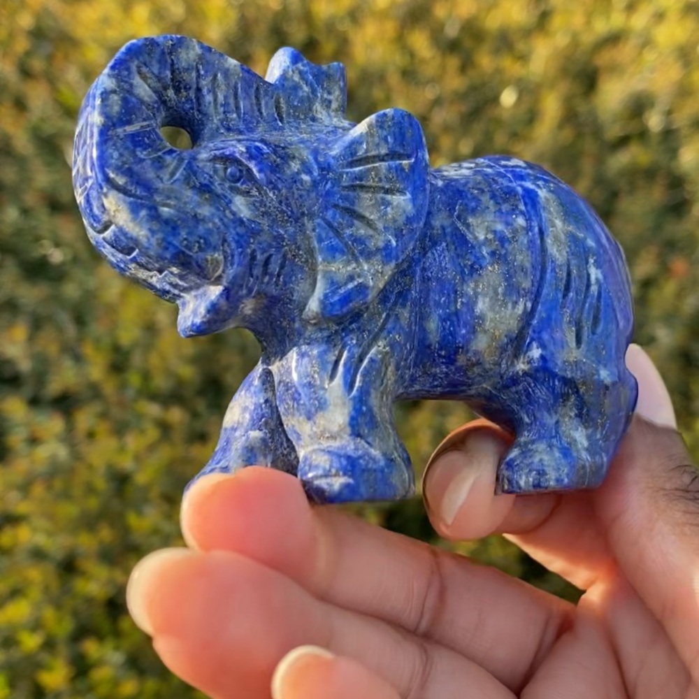 Lapis Lazuli with Pyrite Elephant Carving - Picture 9 of 13
